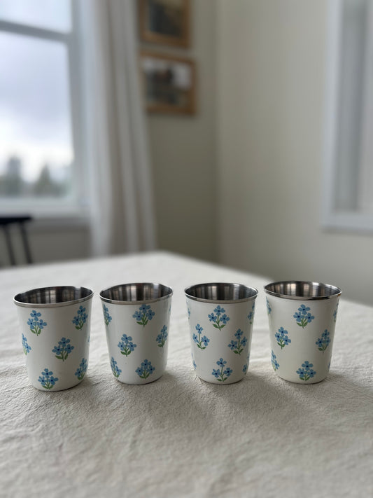 Floral Enamel Cups Set